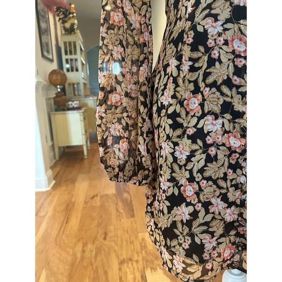 NASTY GAL BLOUSEN BROWN FLORAL LONG SLEEVE DRESS WOMENS SIZE 6 - Picture 9 of 12